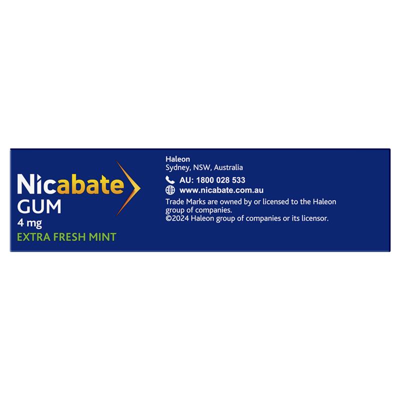 Nicabate Extra Fresh Mint Gum Quit Smoking 4mg 30 pieces