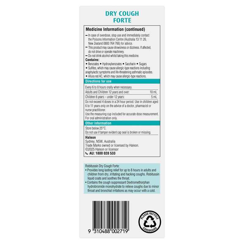 Robitussin Dry Cough Forte 250ml Exclusive Size