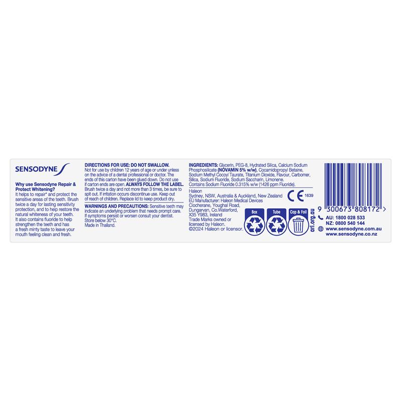 Sensodyne Sensitive Teeth Pain Repair & Protect Whitening Toothpaste 100g