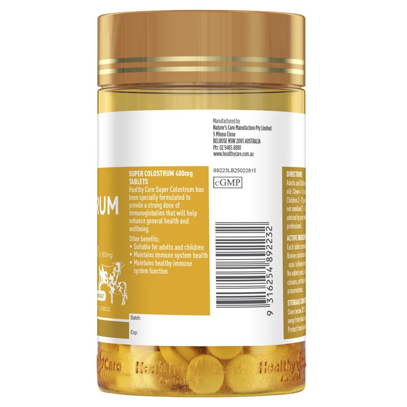 Healthy Care Super Colostrum 400mg 200 Chewable Tablets