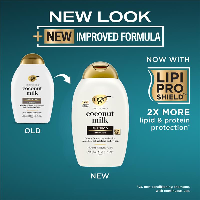 Ogx Nourishing + Hydrating Coconut Milk Shampoo For Dry Hair 385mL