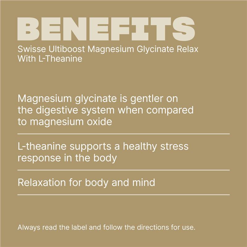 Swisse Ultiboost Magnesium Glycinate Relax + L-Theanine Day 60 Tablets