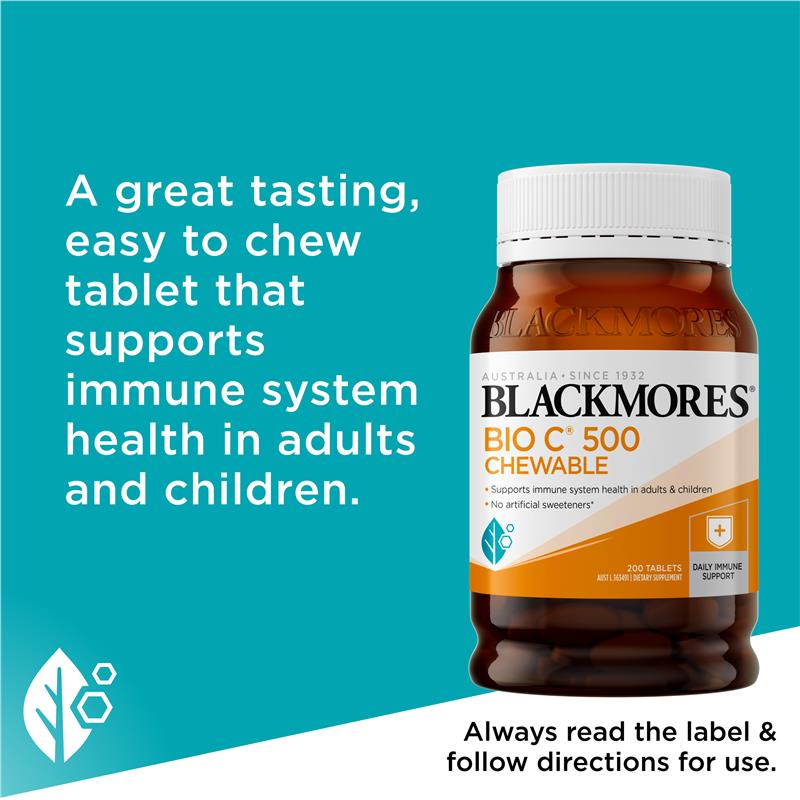 Blackmores Bio C 500mg 200 Chewable Tablets - GimmeNow