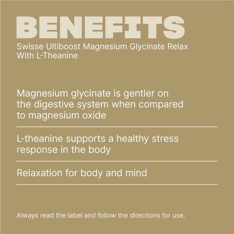Swisse Ultiboost Magnesium Glycinate Relax + L-Theanine Day 60 Tablets