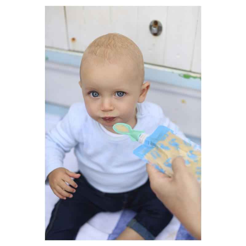 Cherub Baby Universal Food Pouch Spoons Blue & Green 2 Pack