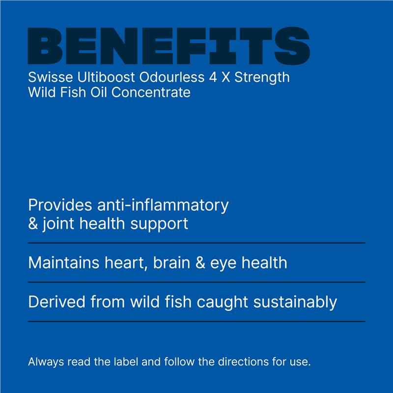 Swisse Ultiboost Odourless 4x Strength Wild Fish Oil Concentrate 150 Capsules