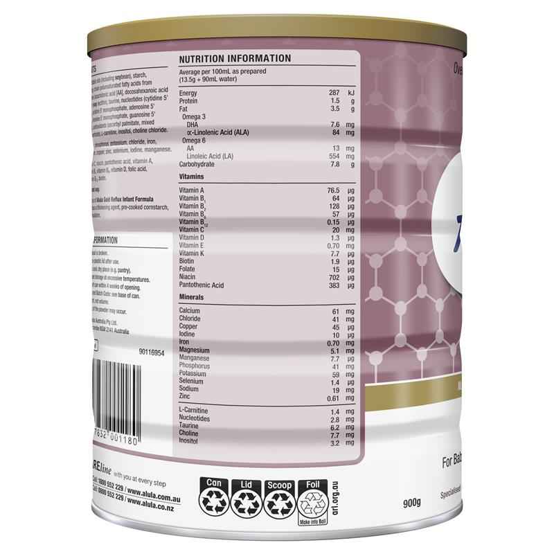 Alula Gold Reflux Infant Formula 0-12 Months 900g