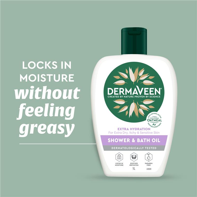 DermaVeen Extra Hydration Shower & Bath Oil for Extra Dry, Itchy & Sensitive Skin 1L - GimmeNow