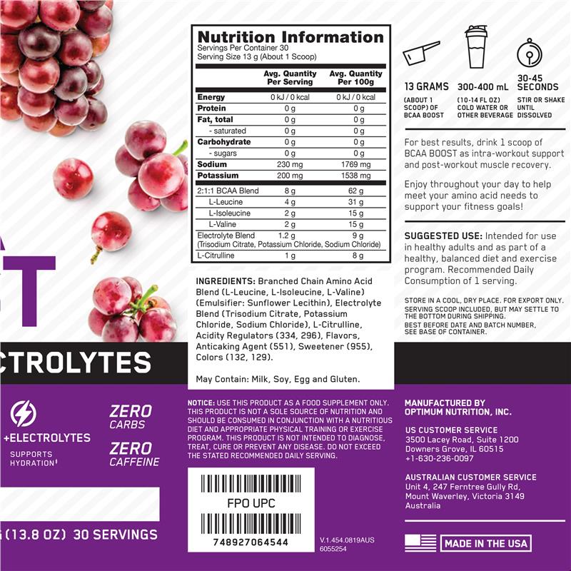 Optimum Nutrition BCAA Boost Grape 390g