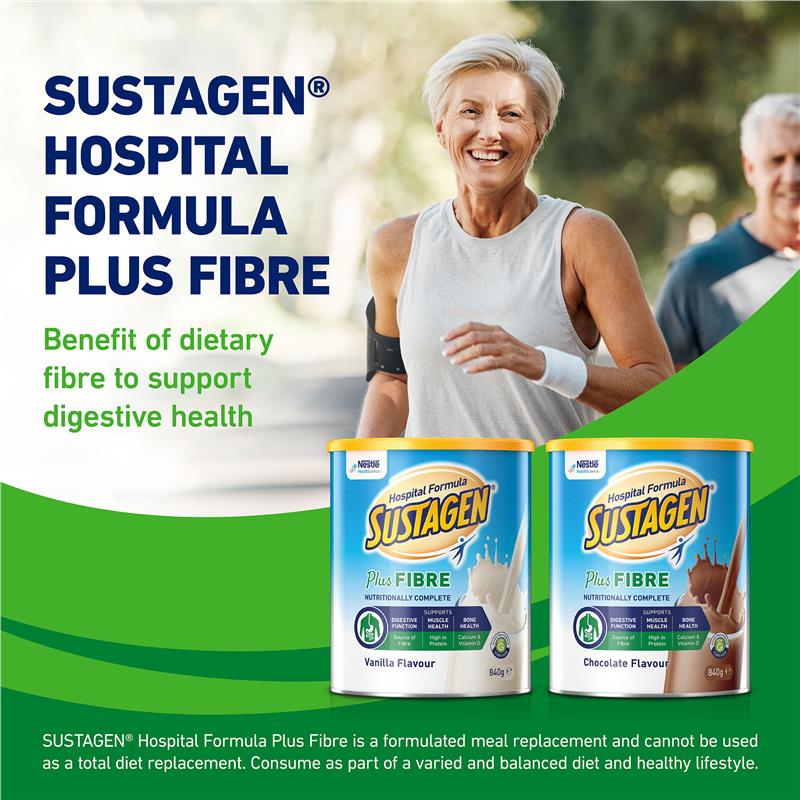 Sustagen Hospital Formula + Fibre Nutritional Supplement Vanilla Flavour 840g