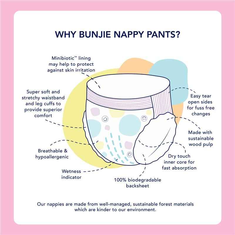 Bunjie Probiotic Eco Nappy Pants Bulk Size 4, 10-14kg, 32 Pack