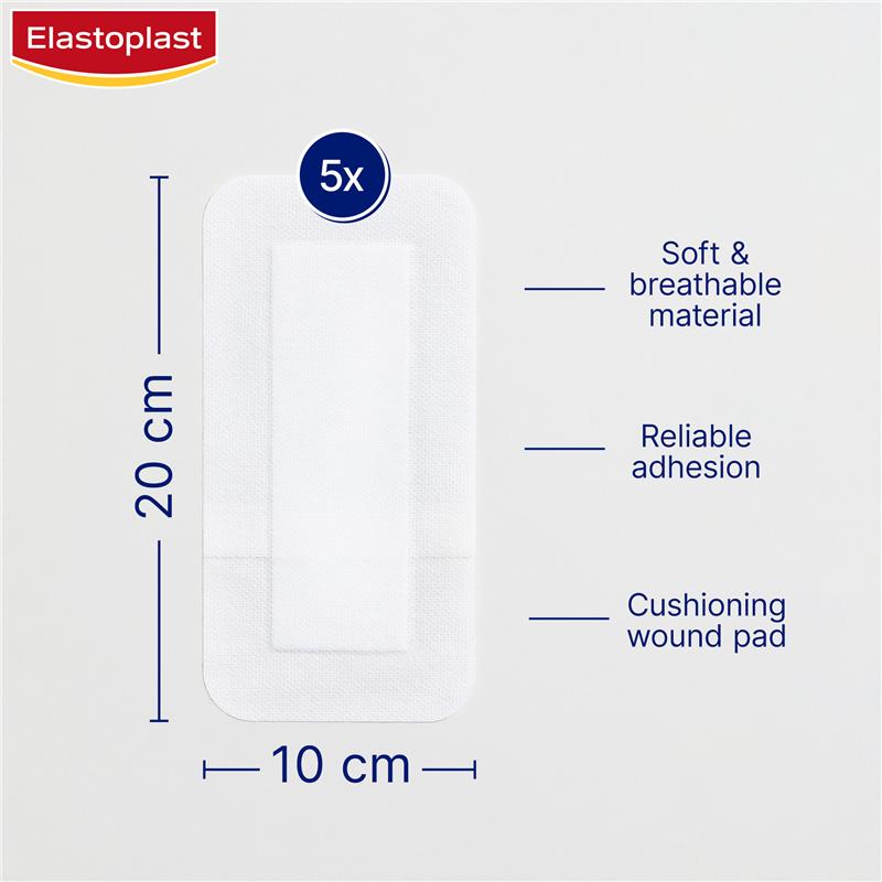 Elastoplast Sensitive Dressing 4XL 10x20cm 5 Dressings - GimmeNow