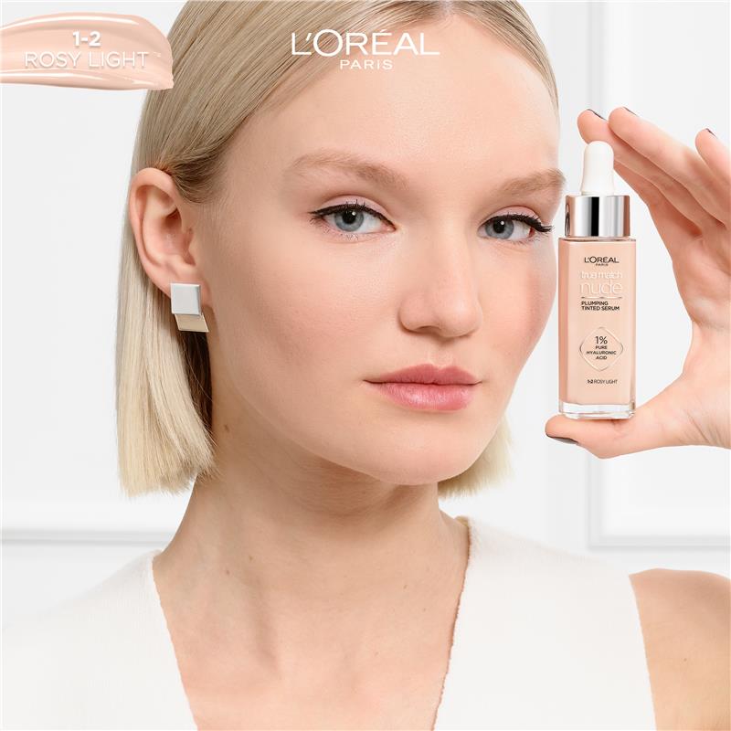 L'Oreal Paris True Match Nude Plumping Tinted Serum Foundation Rosy Light 1-2