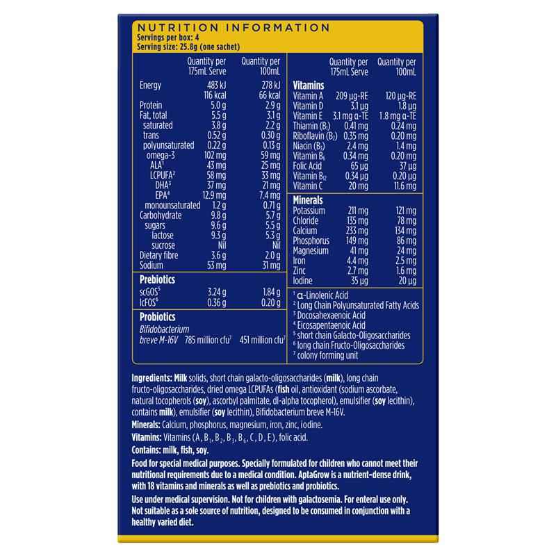 Aptamil Aptagrow Sachets 1+ Years 4x4x25.8g