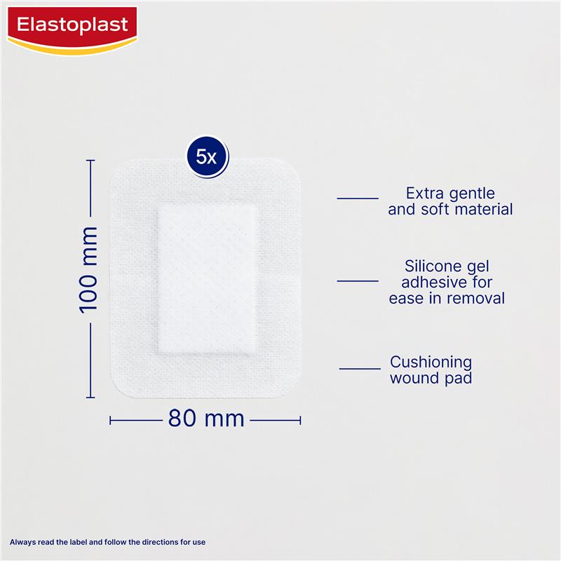 Elastoplast Ultra Sensitive Dressing XXL 8 x 10cm 5 Pack