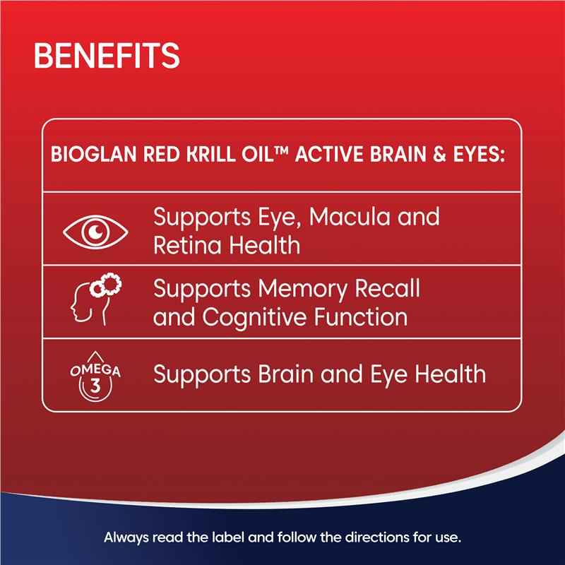 Bioglan Red Krill Oil Active Brain & Eyes 60 Capsules