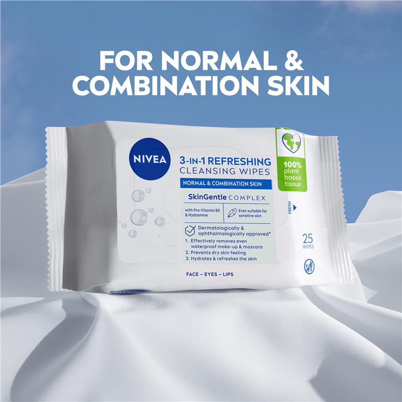 NIVEA 3in1 Refreshing Cleansing Normal & Combination Skin Wipes 7 Pack