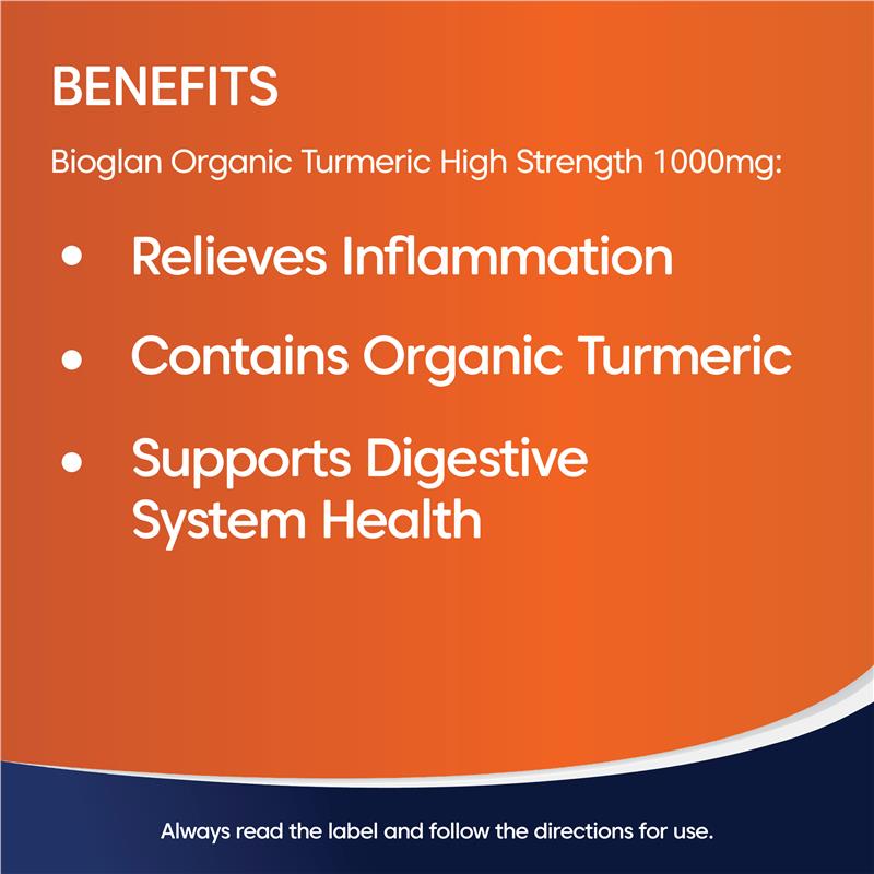 Bioglan Organic Turmeric 1000mg 100 Tablets
