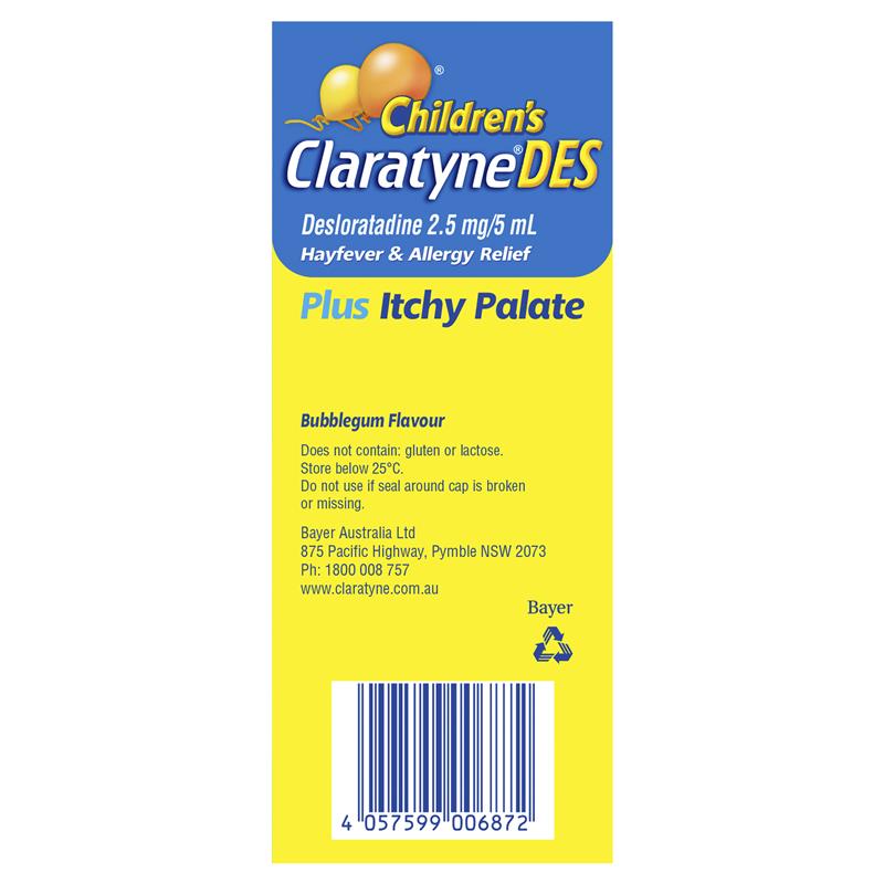 Claratyne Children’s DES Hayfever & Allergy Relief Bubblegum 100ml