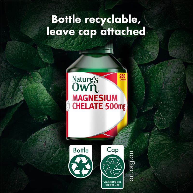 Nature's Own Magnesium Chelate 500Mg 250 Capsules Exclusive Size - GimmeNow