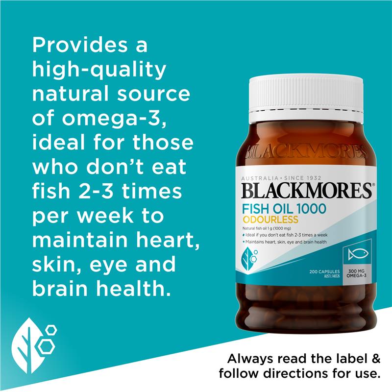 Blackmores Odourless Fish Oil 1000mg 200 Capsules - GimmeNow