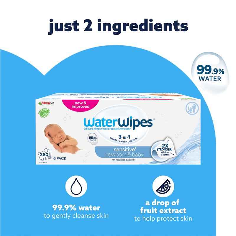 WaterWipes Biodegradable Wipes 6 x 60 Pack