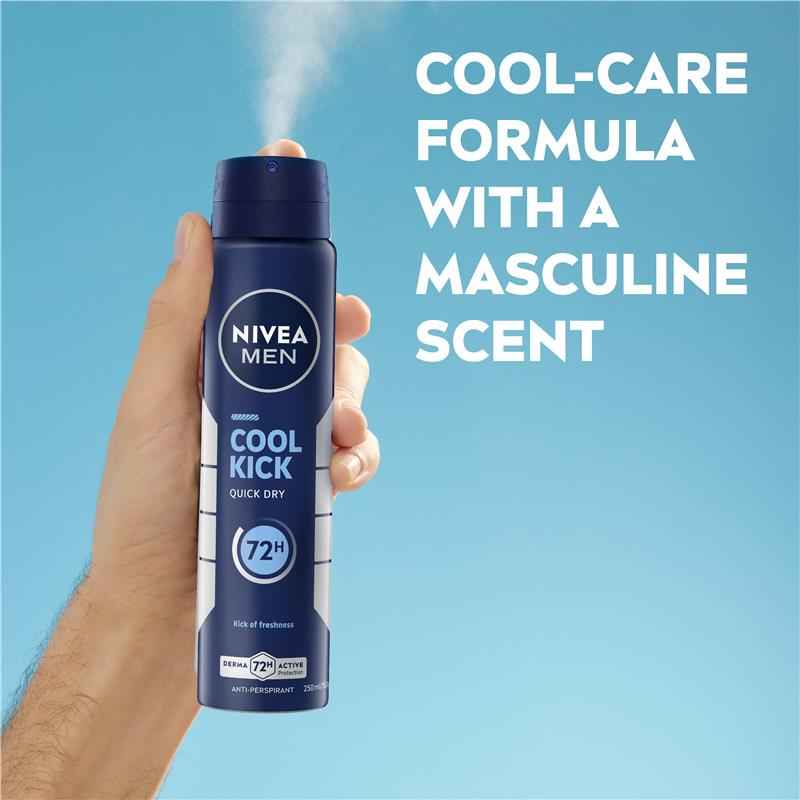 NIVEA MEN Cool Kick Aerosol Deodorant 72H Protection 250ml
