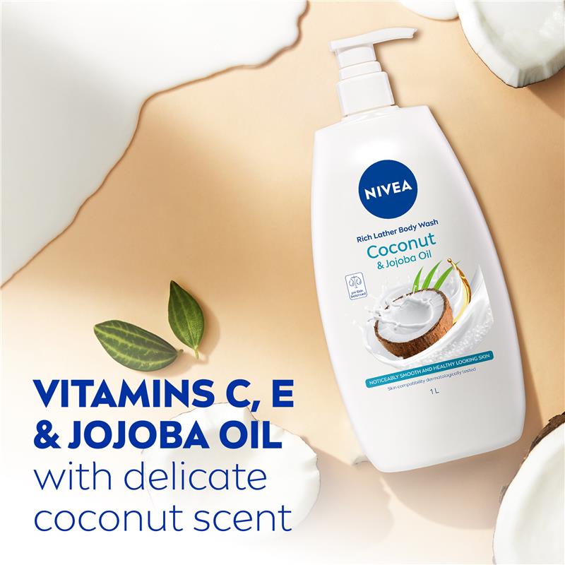 NIVEA Coconut & Jojoba Oil Shower Gel Body Wash 1L