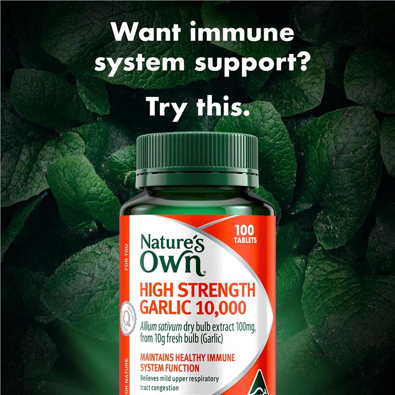 Nature's Own High Strength Garlic 10,000mg 100 Tablets - GimmeNow