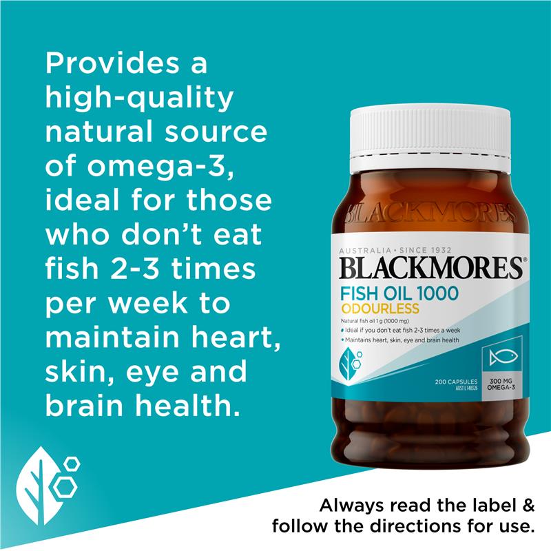 Blackmores Odourless Fish Oil 1000mg 200 Capsules