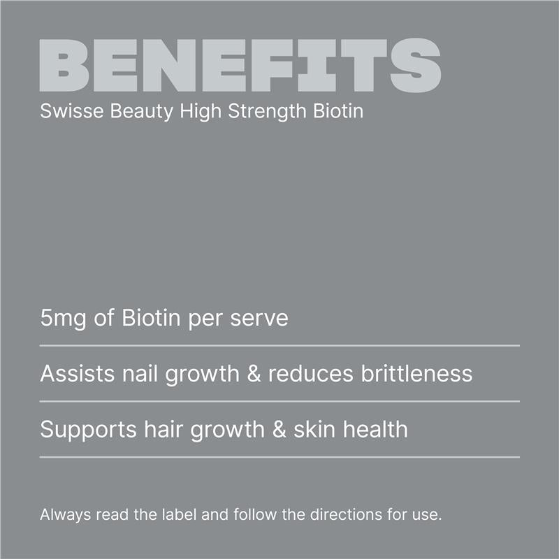 Swisse Beauty High Strength Biotin 5000mcg 100 Tablets - GimmeNow