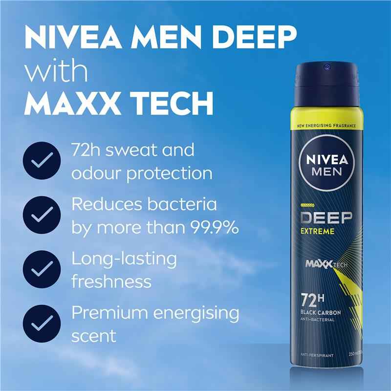 NIVEA MEN Deodorant Deep Extreme 72hr 250ml