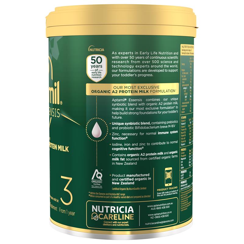 Aptamil Essensis Organic A2 Protein Milk 3 Premium Toddler Nutritional Supplement From 1 Year 900g