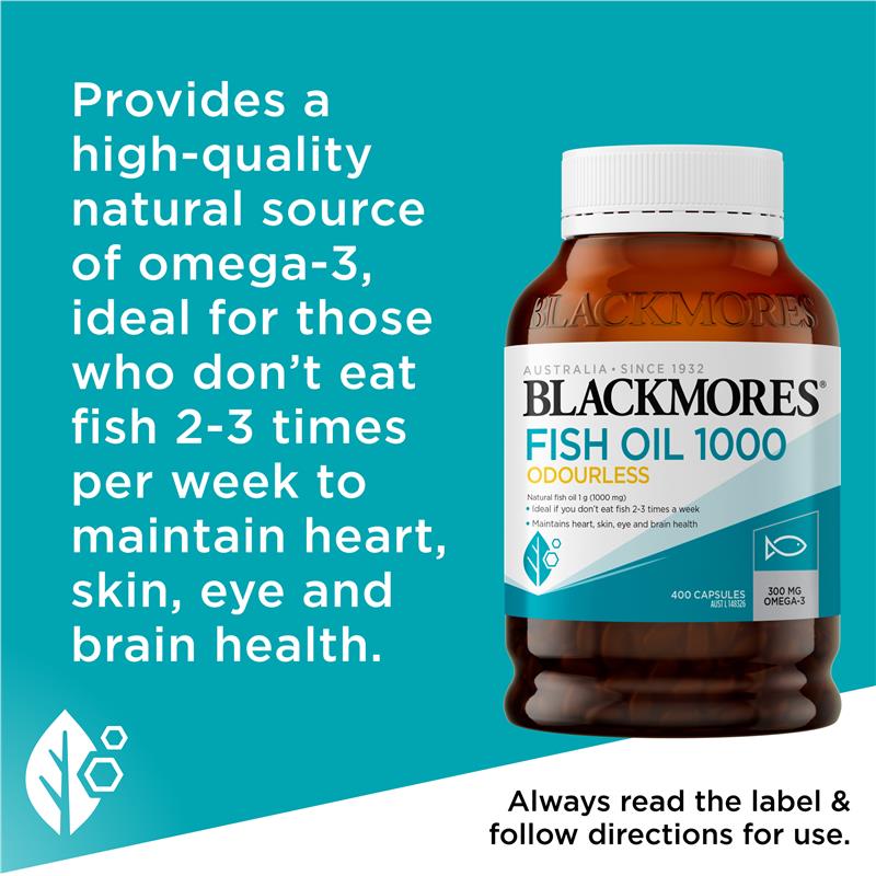 Blackmores Odourless Fish Oil 1000mg 400 Capsules - GimmeNow