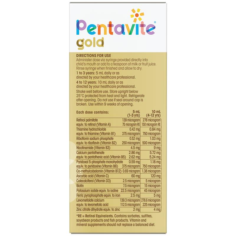 Pentavite Gold Multivitamin + Iron Liquid For Kids 200ml - GimmeNow