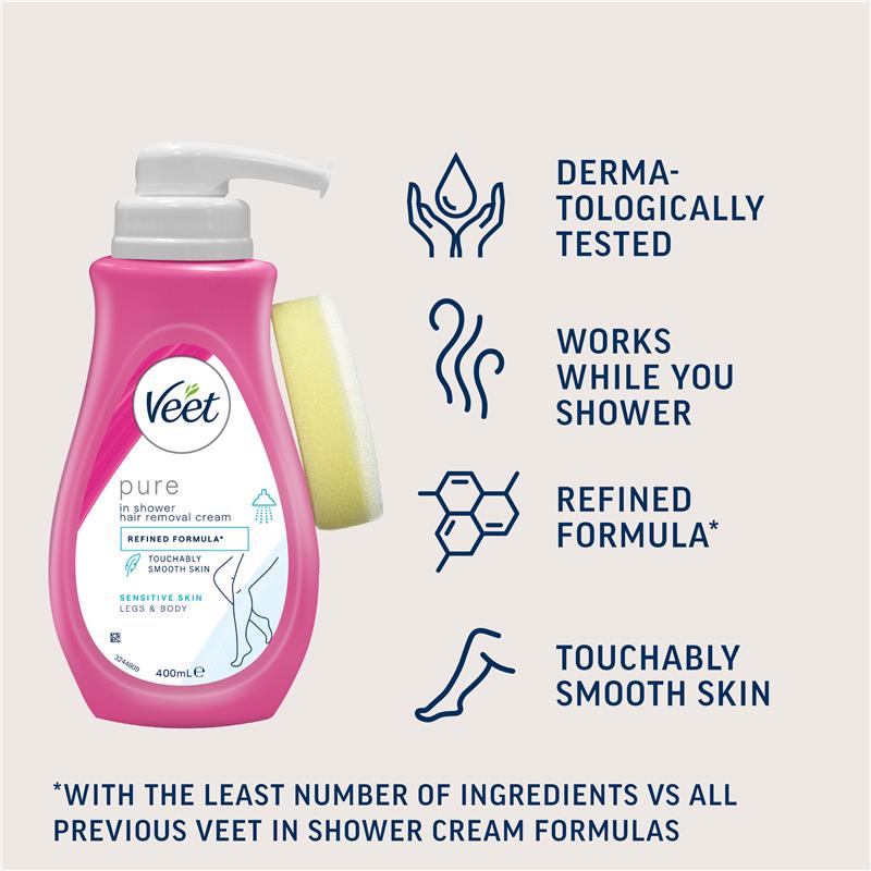 Veet In Shower Hair Removal Cream Sensitive 400ml