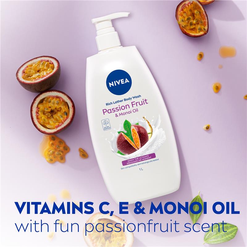 NIVEA Passionfruit & Monoi Oil Shower Gel Body Wash 1L