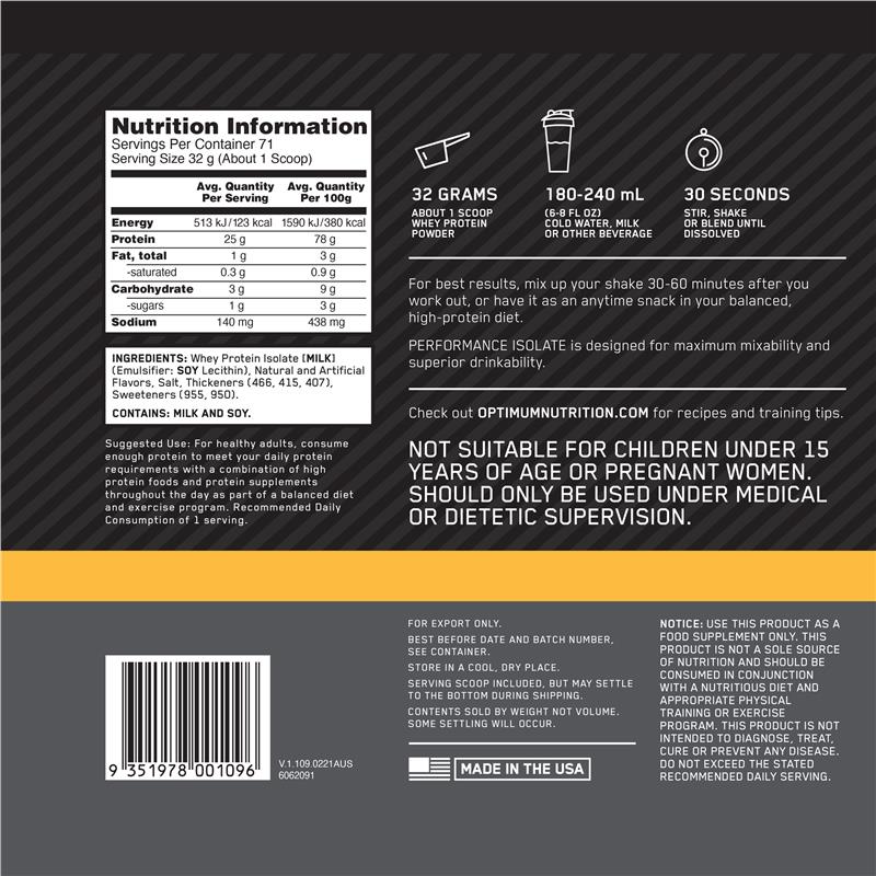 Optimum Nutrition Isolate Vanilla Softserve 2.27kg
