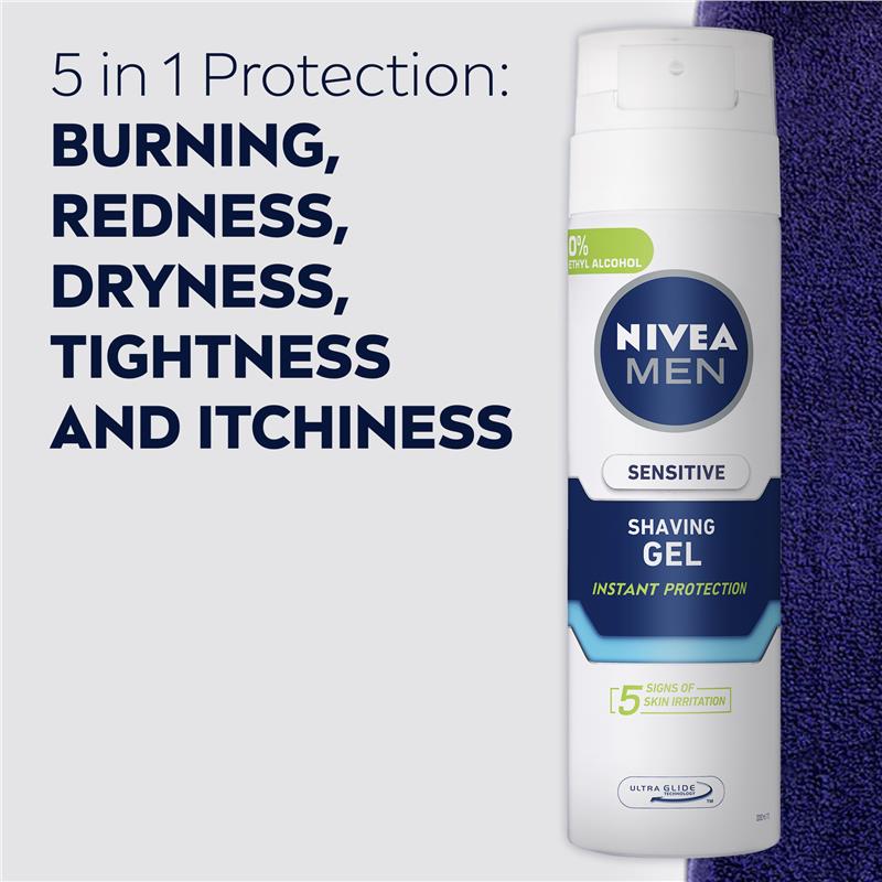 NIVEA MEN Sensitive Shaving Gel Instant Protection 200ml - GimmeNow