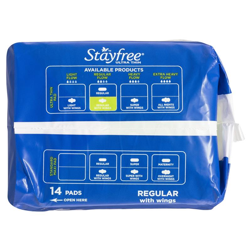 Stayfree Ultra Thin Regular Sanitary Pads With Wings 14 Pack