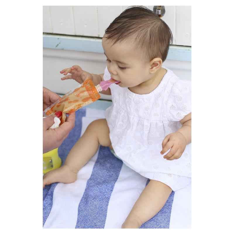 Cherub Baby Universal Food Pouch Spoons Orange & Pink 2 Pack