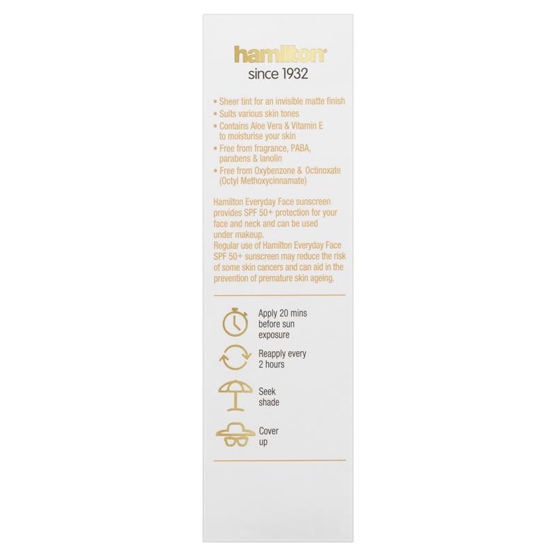 Hamilton Sunscreen Everyday Face Lotion SPF 50+ 75g