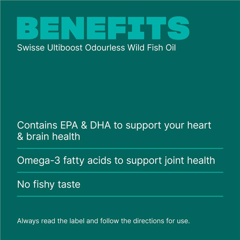 Swisse Ultiboost Odourless Wild Fish Oil 1000mg 500 Capsules Exclusive Size
