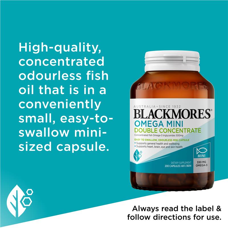 Blackmores Omega Mini Double Concentrate 200 Capsules - GimmeNow