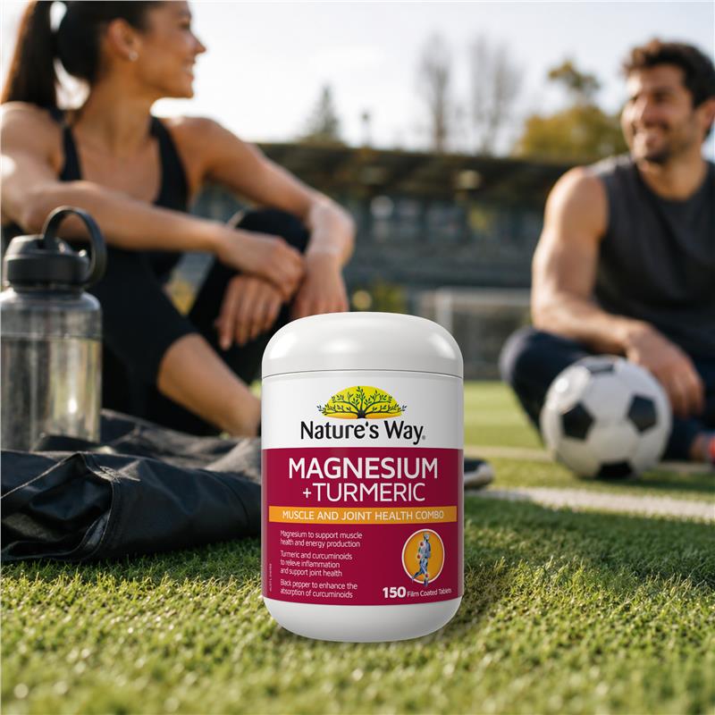 Nature's Way Magnesium + Turmeric 150 Tablets New Formula