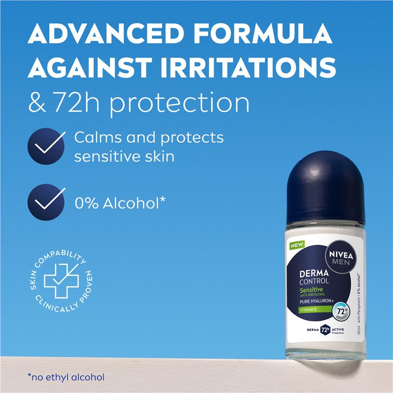 NIVEA MEN Deodorant Roll On Derma Control Sensitive 50ml