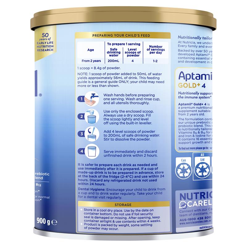 Aptamil Gold+ 4 Junior Nutritional Supplement Milk Drink From 2 Years 900g - GimmeNow