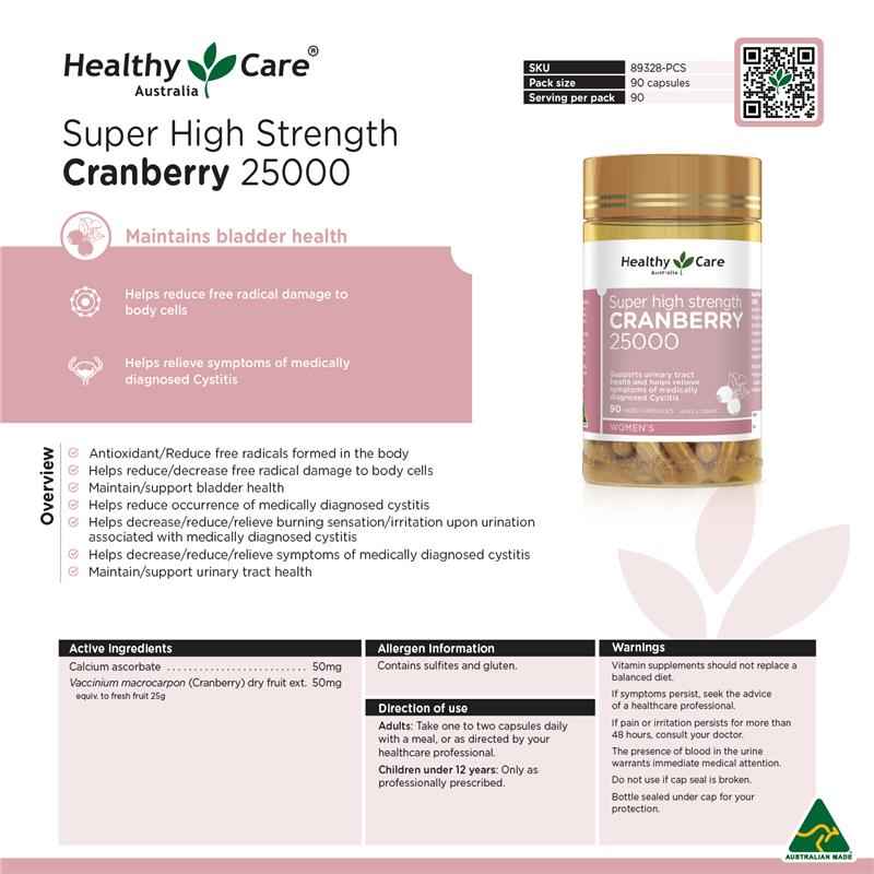 Healthy Care Super Cranberry 25000 90 Capsules