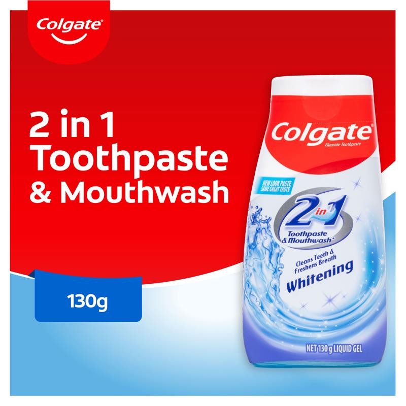 Colgate Toothpaste & Mouthwash 2 in 1 Whitening Liquid 130g