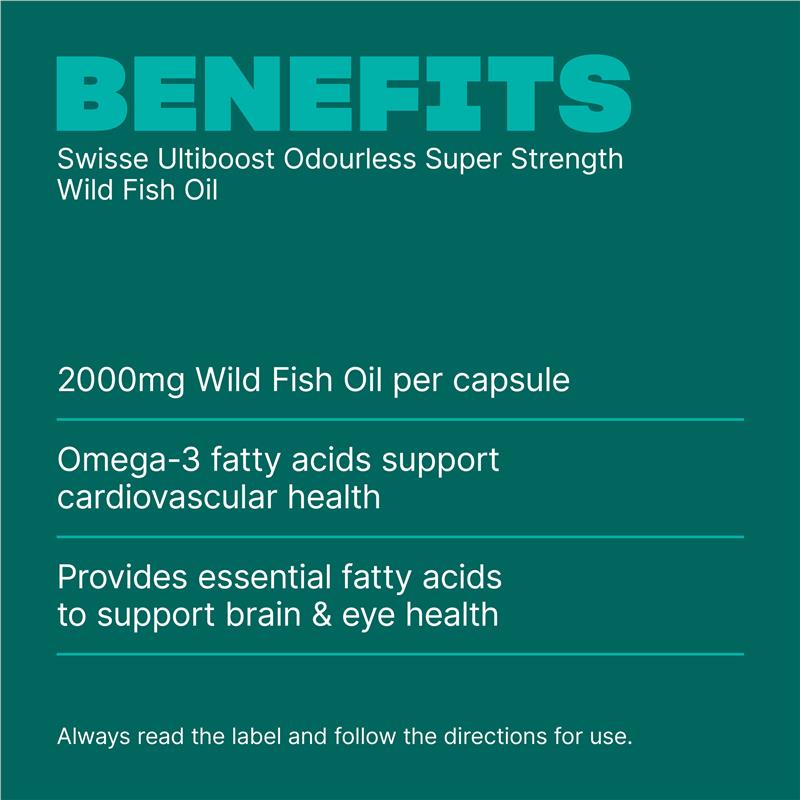 Swisse Ultiboost Odourless Super Strength Wild Fish Oil 2000mg 200 Capsules